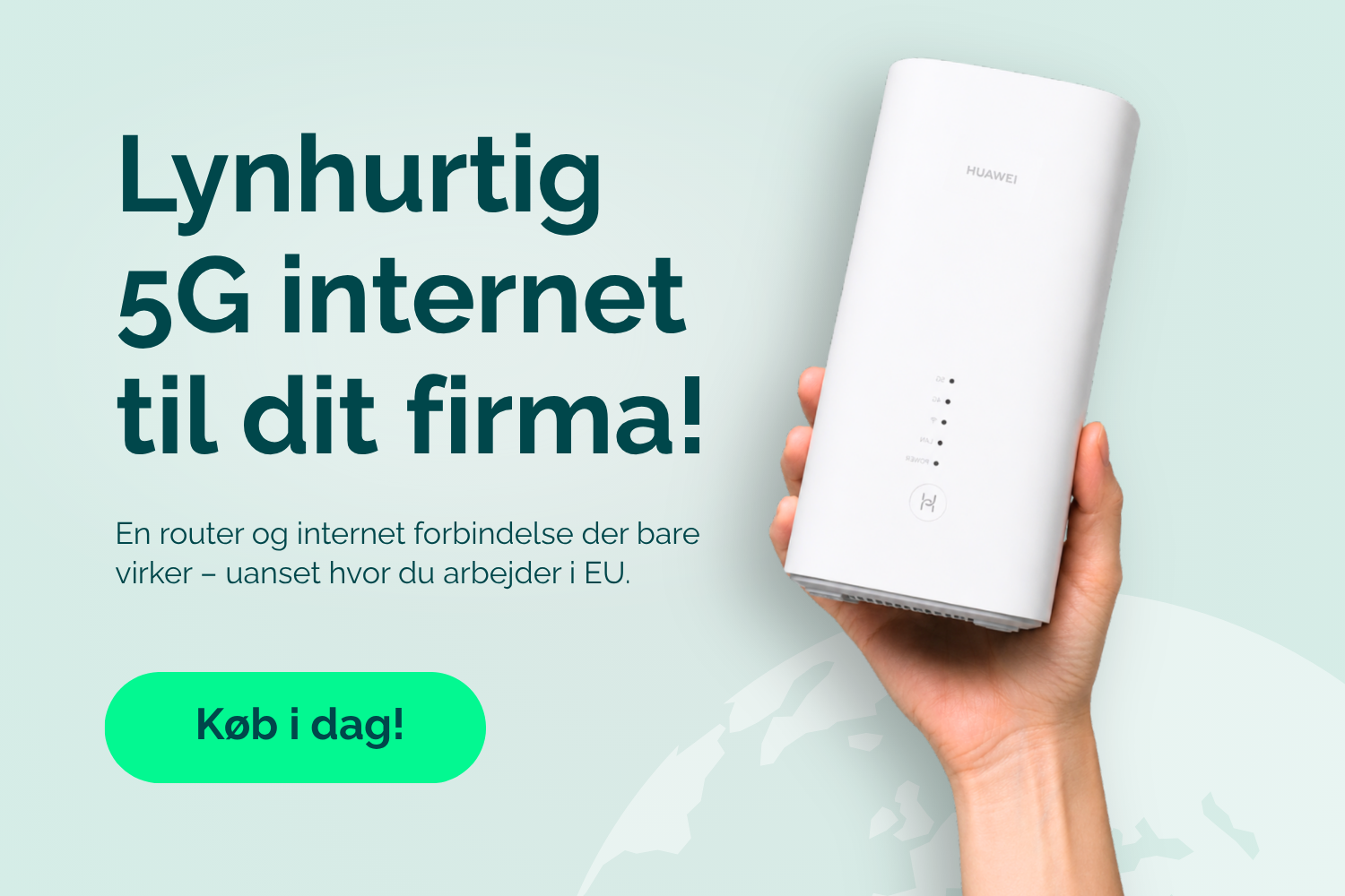 Relater banner med Giv din virksomhed fuld fart med 5G. Knap med "Køb i dag"