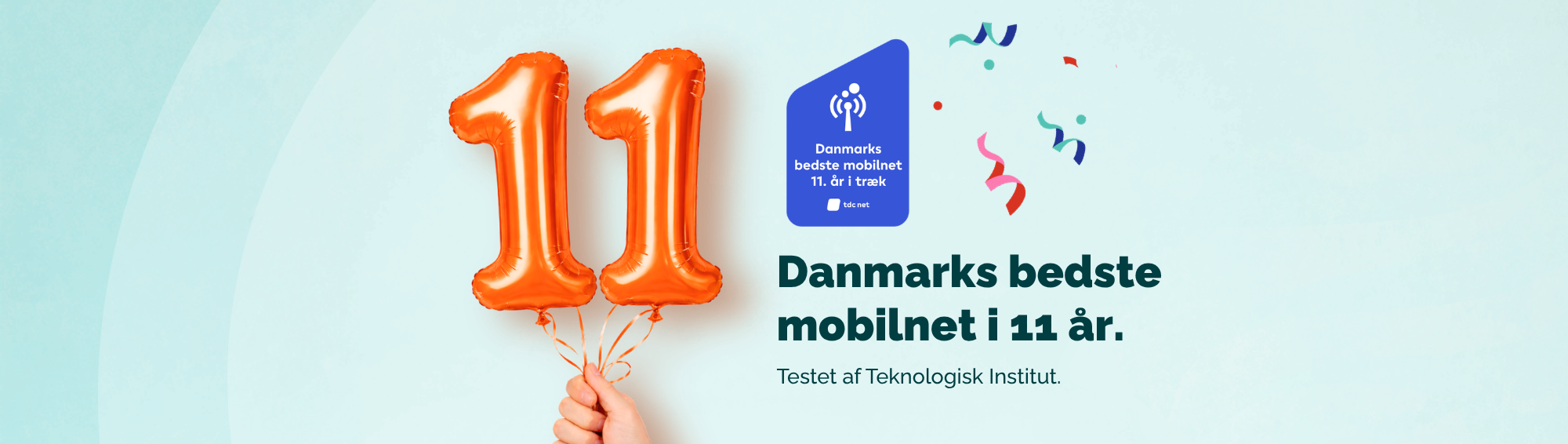 Danmarks Bedste Mobilnet 11 år i træk - testet af Teknologisk Institut.
