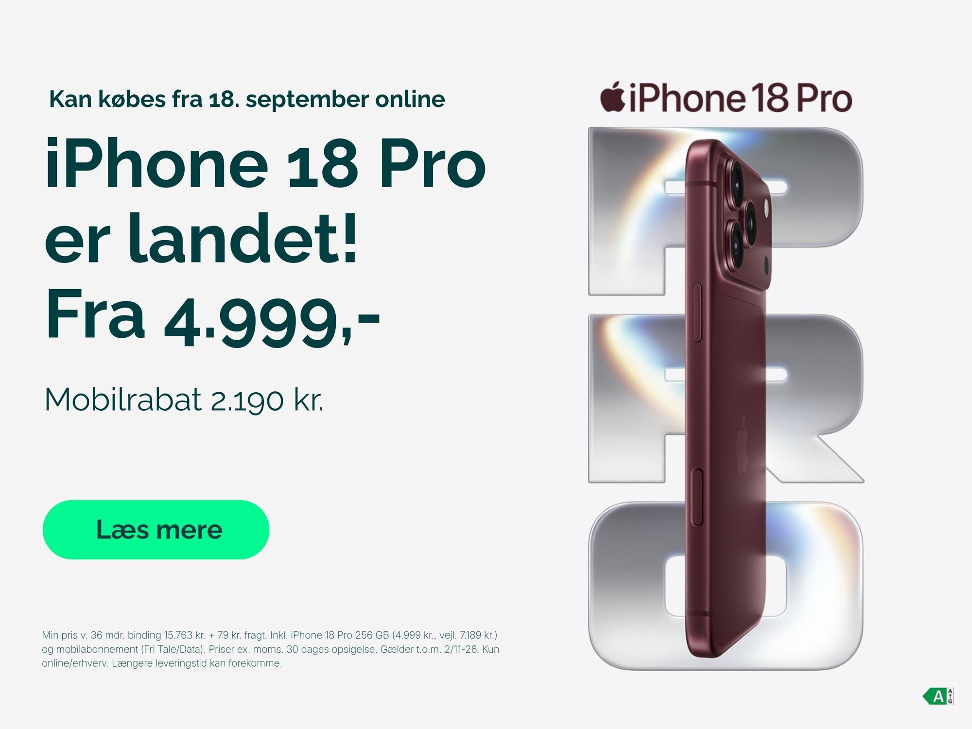 FORSIDE_iPhone 18 Pro til erhverv – Apples nye iPhone til virksomheder, tilgængelig fra 18. september._billig_iPhone_18_Pro