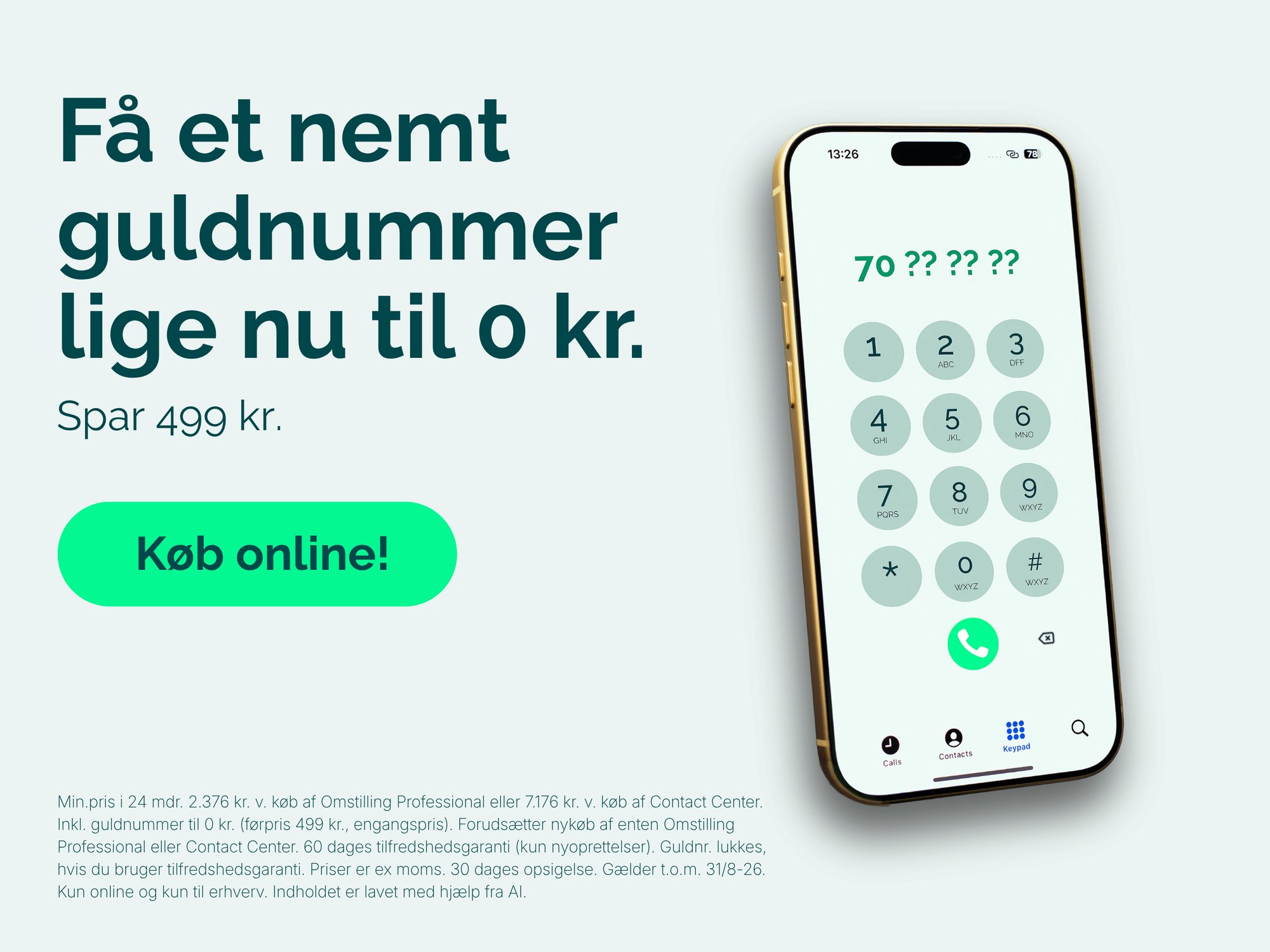 Få et nemt guldnummer til dit firma for 0 kr. lige nu hos Relatel
