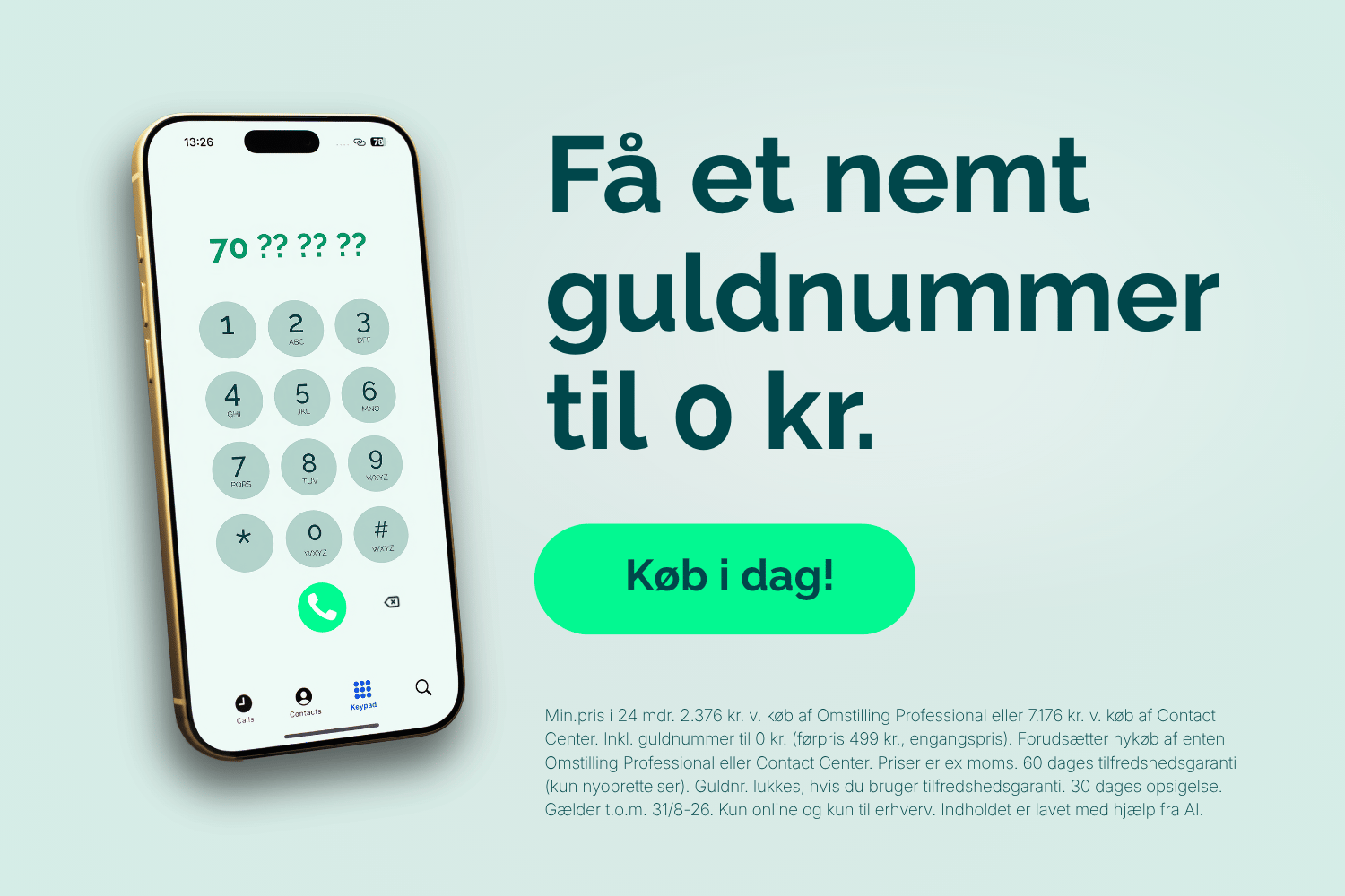 Få et nemt guldnummer til dit firma for 0 kr. lige nu hos Relatel