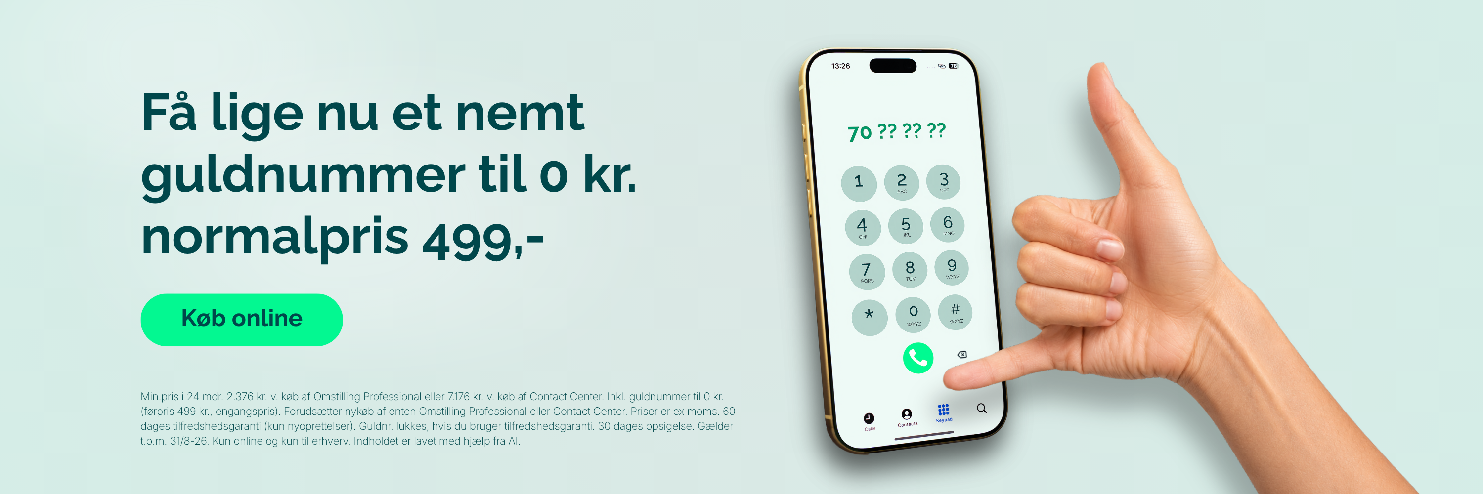 Få et nemt guldnummer til dit firma for 0 kr. lige nu hos Relatel