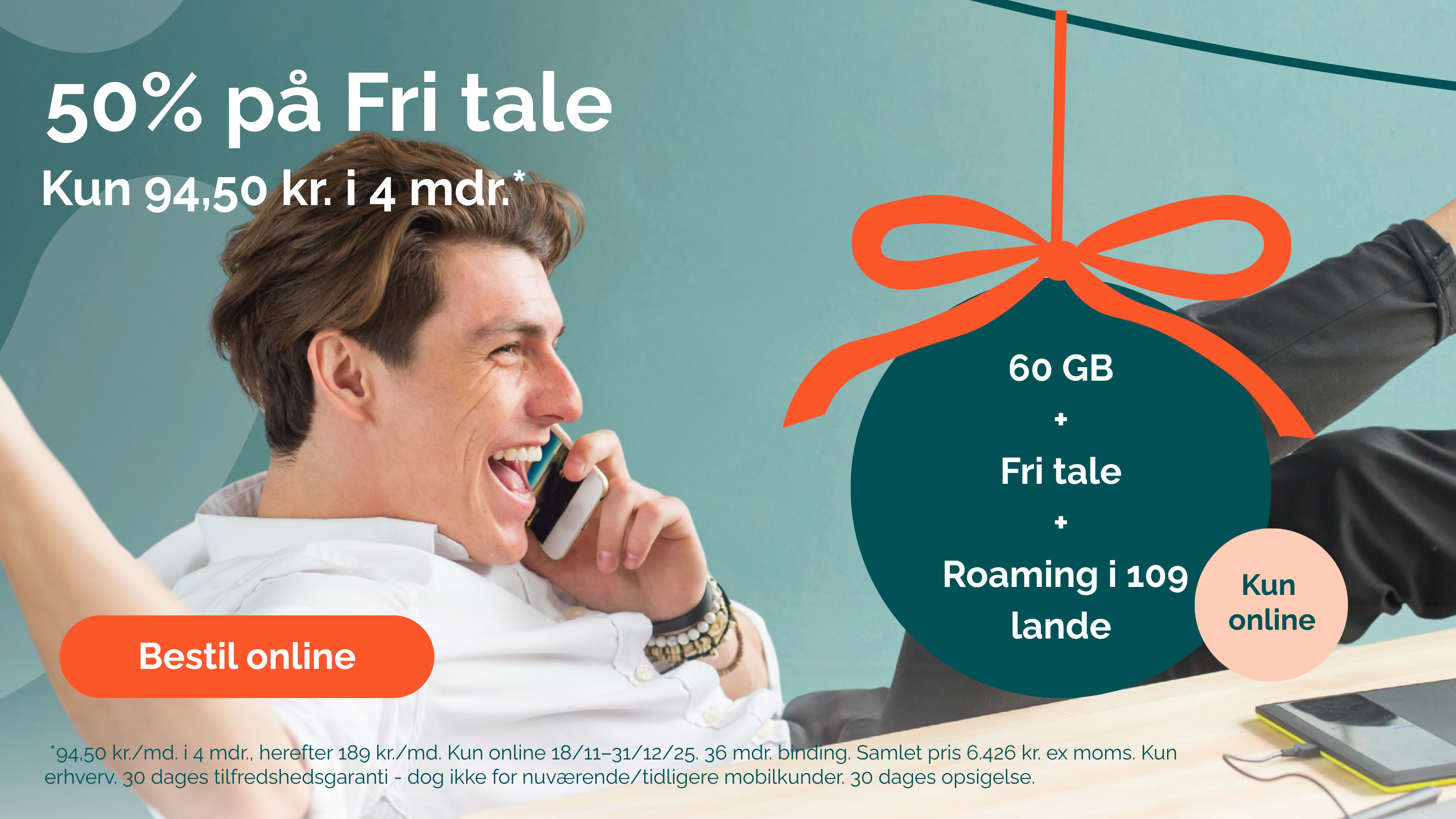 50 % på Fri tale + 60 GB 