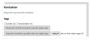 Importer og eksporter kontakter