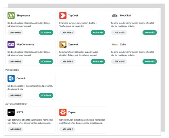 Integrer dine systemer med Relatel