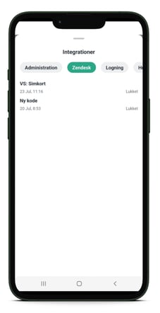 Se integrationer i mobilappen