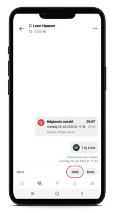 Send sms til kontakt i mobilappen