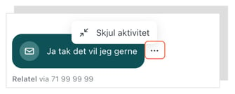 Skjul indholdet af hovednummer-sms