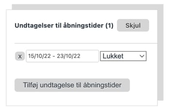 Undtagelser til åbningstider