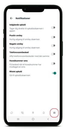 Vælg notifikationer i mobilappen