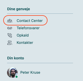 Klik på Contact Center