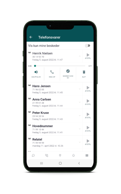 Telefonsvarer på mobilappen