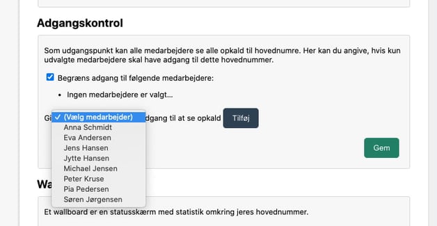 Administrer forbrug medarbejdere