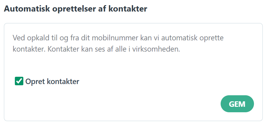 Auto-oprettelse af kontakter