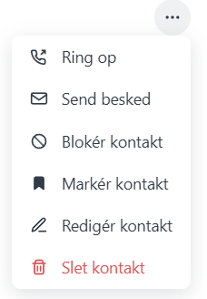 Marker kontakt - menu