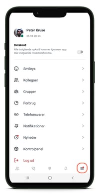 Menuen Mere på mobilappen