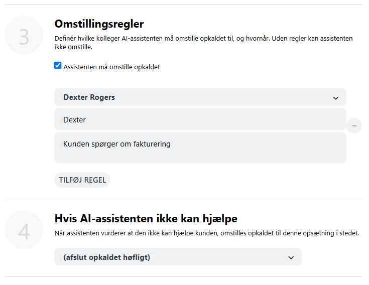 Ny opsætning trin 3 + 4