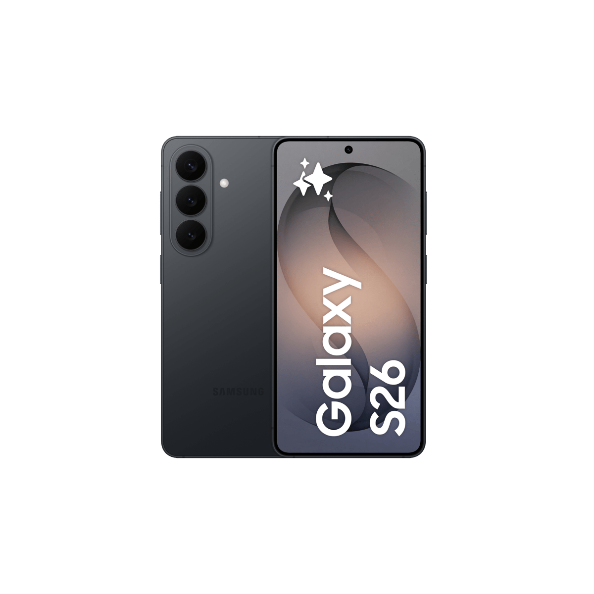 Samsung Galaxy S26 vist forfra og bagfra