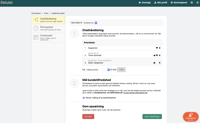 kundetilfredshedsmåling chat