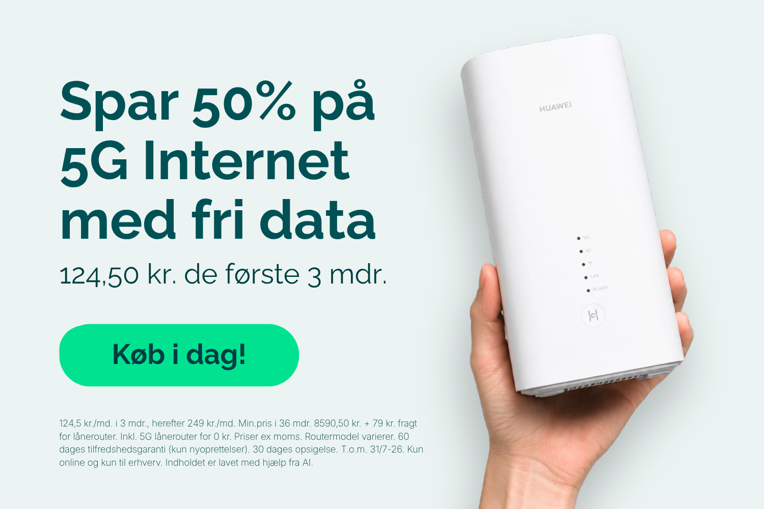 Spar 50% på 5G Internet med fri data