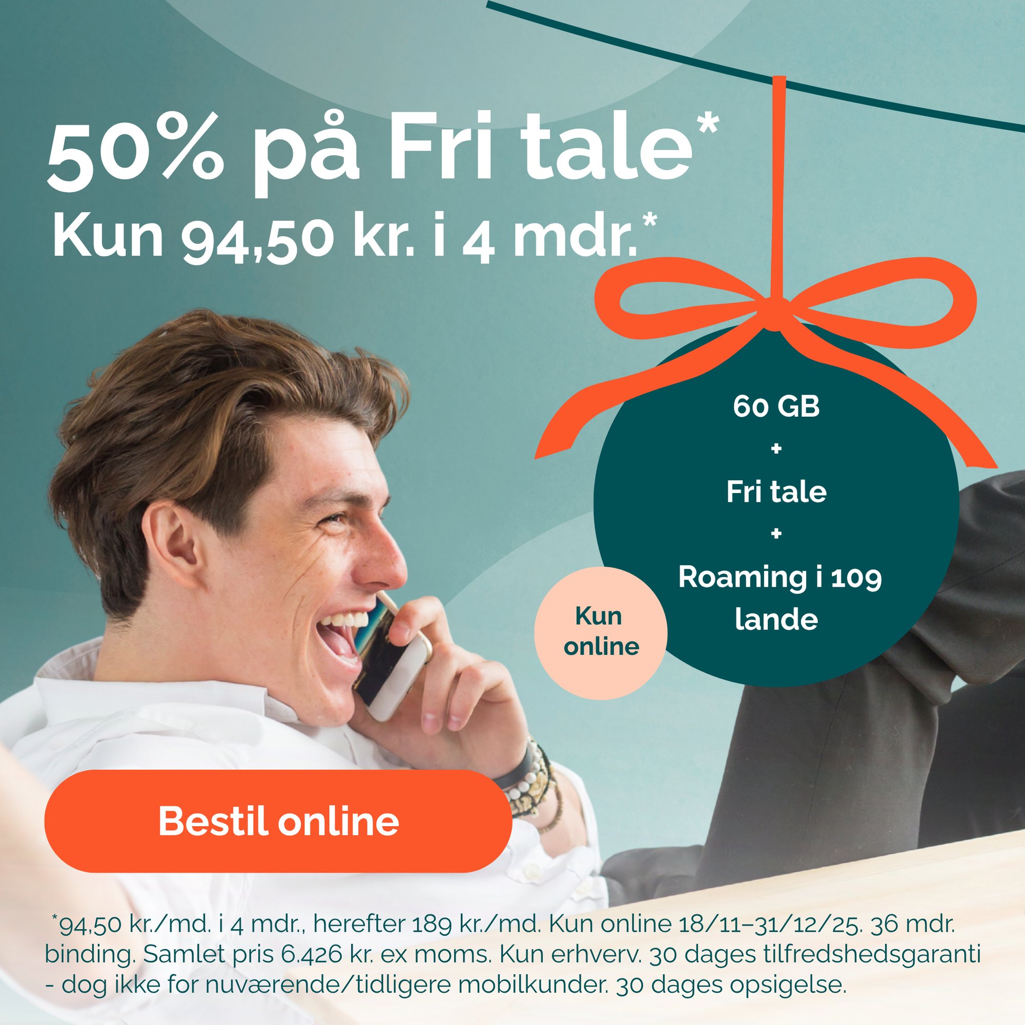 50 % på Fri tale + 60 GB 