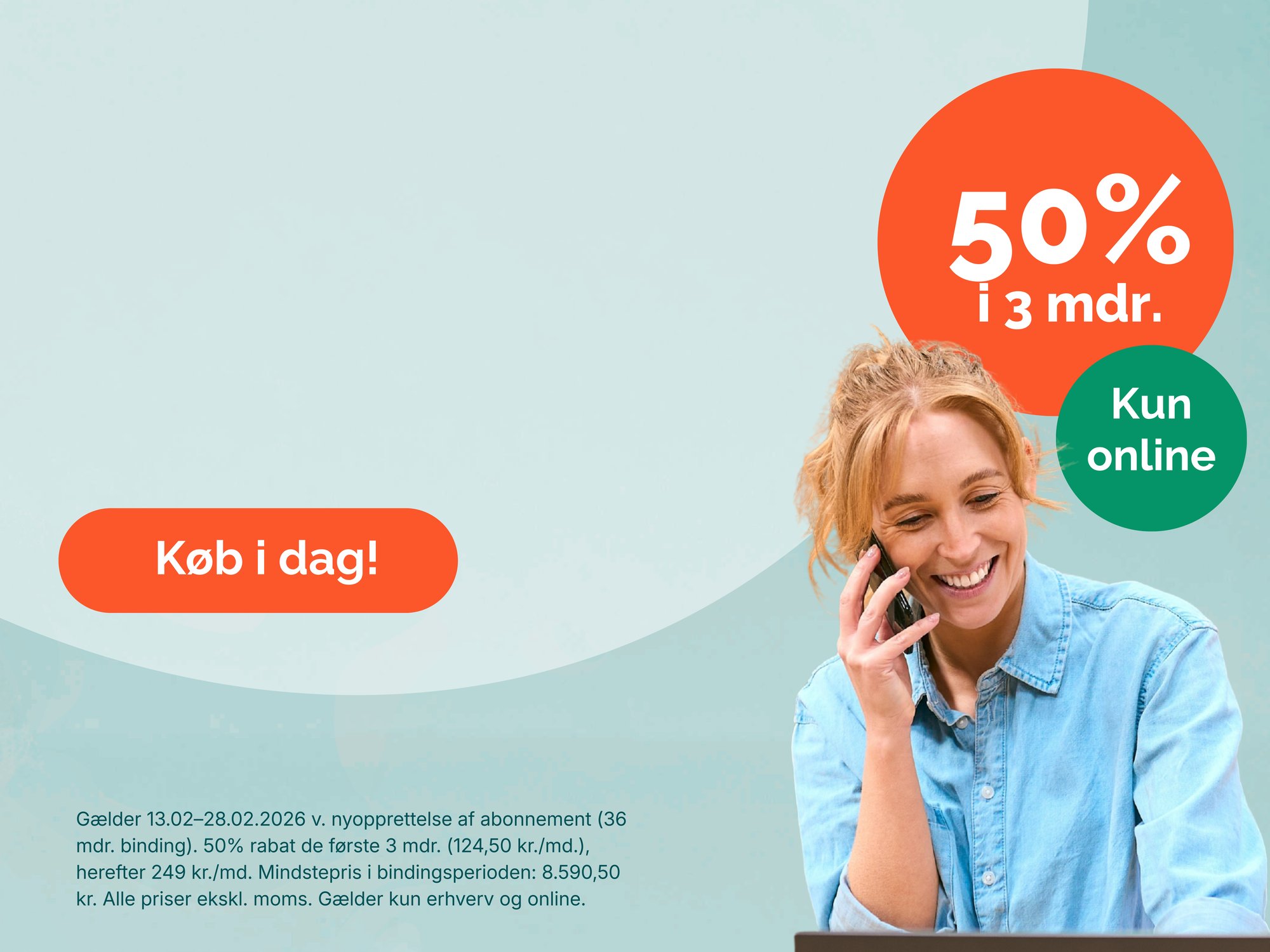 50 % på Fri tale og 1000 GB i 3 mdr. 