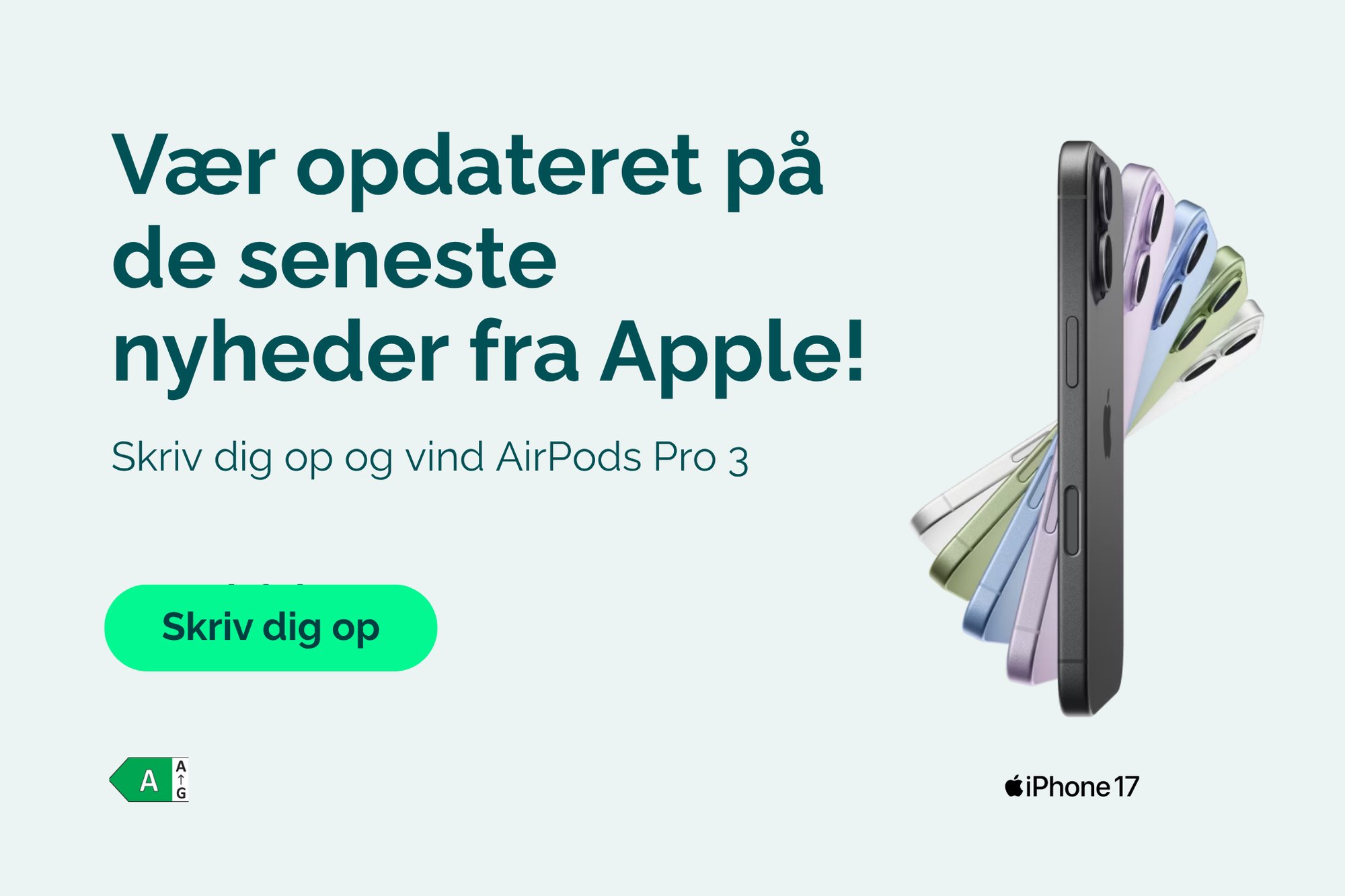 Vær opdateret på de seneste nyheder fra Apple! Skriv dig op og vind AirPods Pro 3