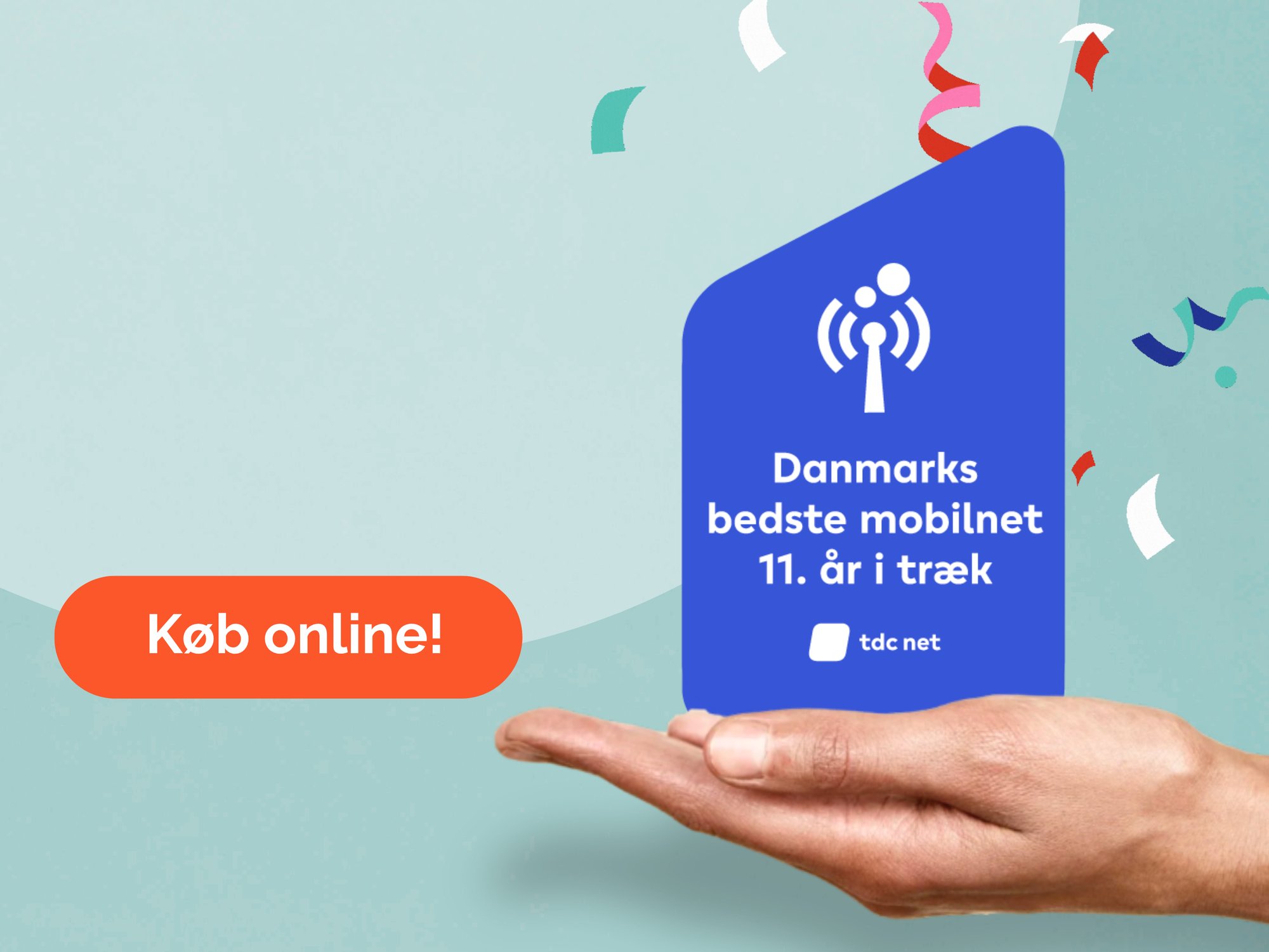 statuette med Danmarks bedste mobilnet fra TDC NET 11 år i træk. Knap med læs mere.