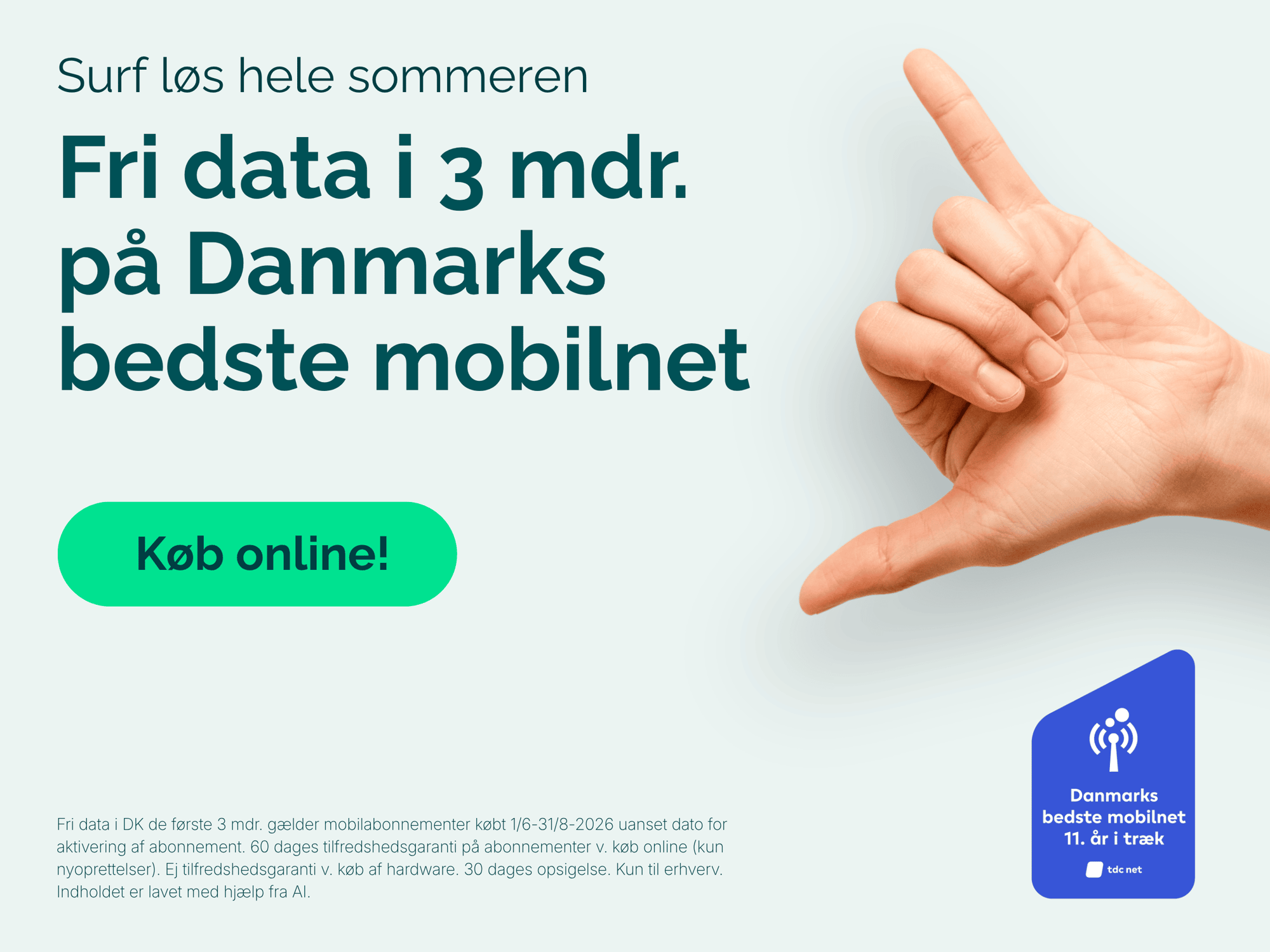 surf løs hele sommeren. Fri data i 3 mdr. på Danmarks bedste mobilnet Købv online nu